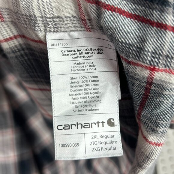 Carhartt Rugged Flex Canvas Fleece Lined Shirt Jacket 2XL Gray Plaid 100590 Logo - Picture 6 of 9